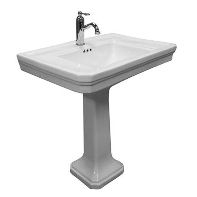 Barclay Drew 770 Pedestal w/1 Faucet Hole, Overflow, White