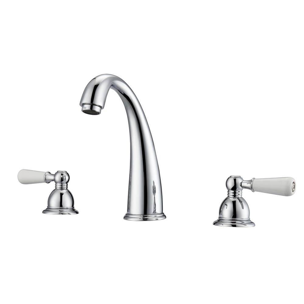 Barclay Maddox 8''cc Lav Faucet, withHoses, Porcelain Lever Hdls,CP