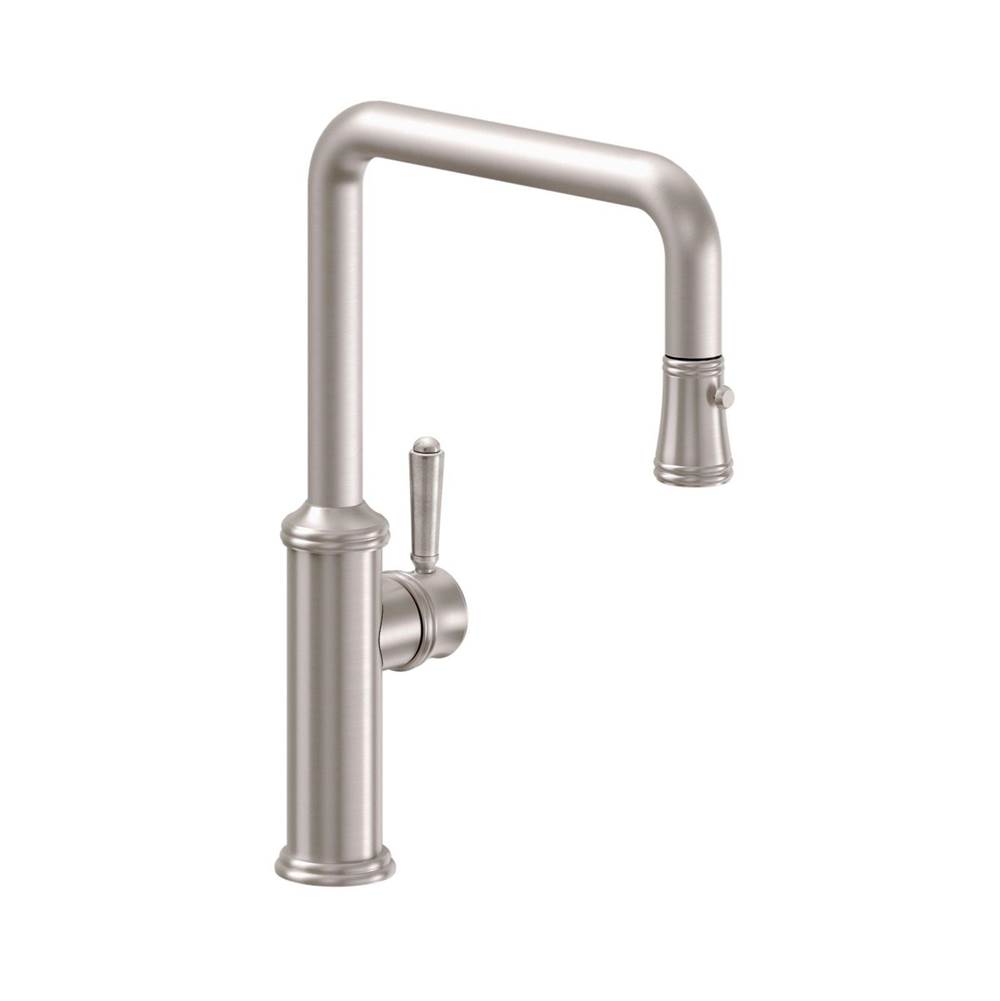 California Faucets Pull-Down Kitchen Faucet with Squeeze or Button Sprayer - Quad Spout