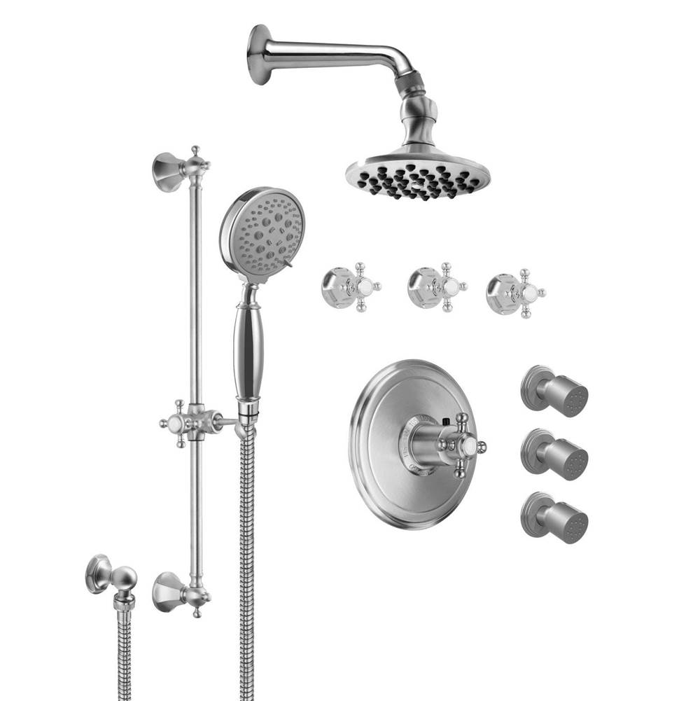 California Faucets Monterey StyleTherm® 3/4'' Thermostatic Shower System with Body Spray, Handshower on Slide Bar, and Showerhead