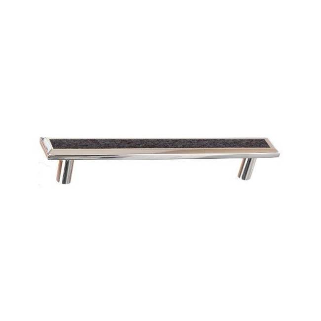 Colonial Bronze Leather Accented Rectangular, Beveled Appliance Pull, Door Pull, Shower Door Pull With Straight Posts, Frost Chrome x Woven Fudge Leather