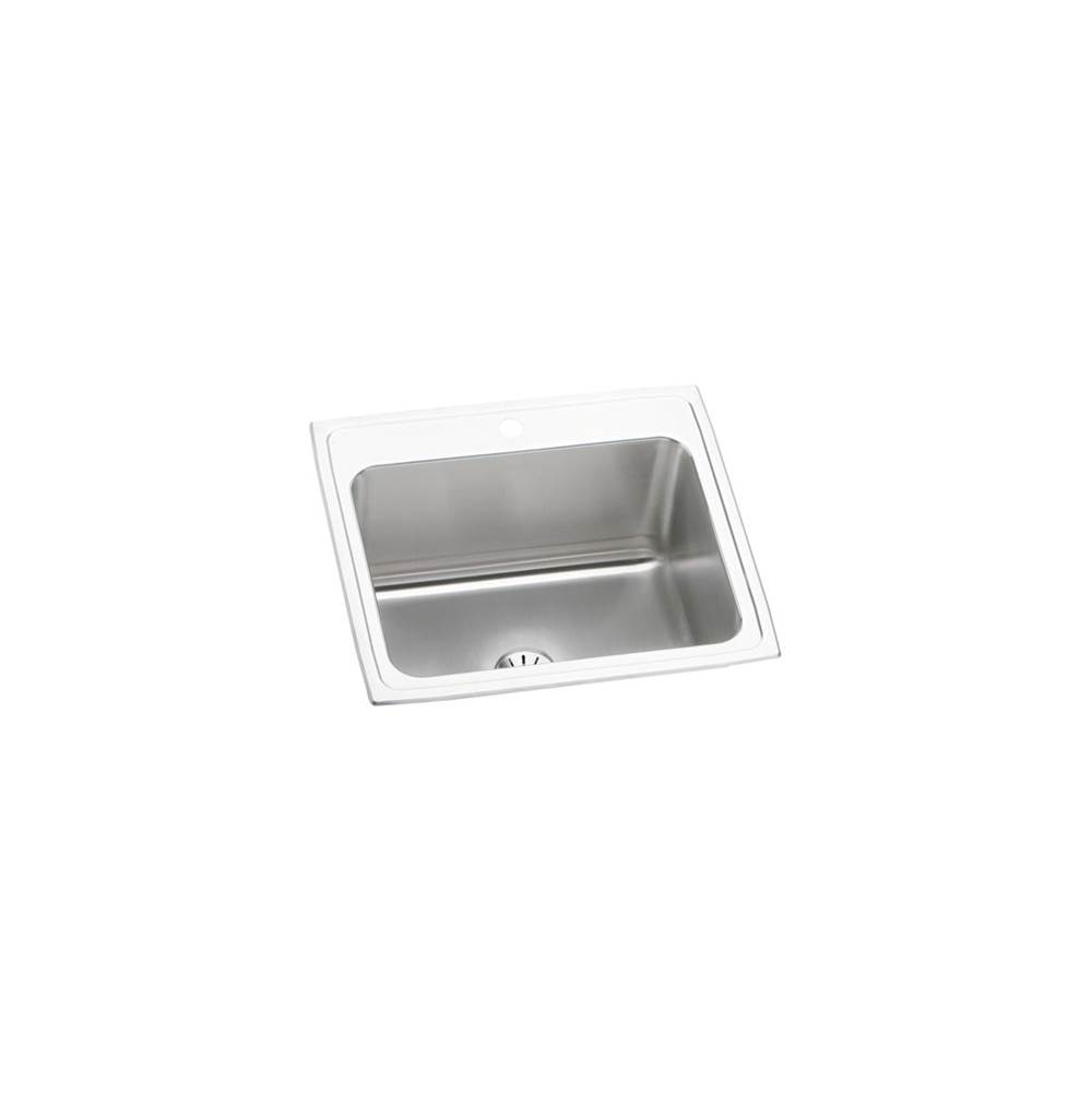 Elkay Lustertone Classic Stainless Steel 25'' x 22'' x 10-3/8'', MR2-Hole Single Bowl Drop-in Sink with Perfect Drain
