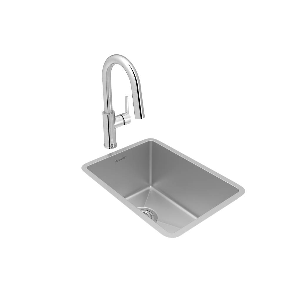 Elkay Crosstown 18 Gauge Stainless Steel 13-1/2'' x 18-1/2'' x 9'', Single Bowl Undermount Bar Sink and Faucet Kit with Drain