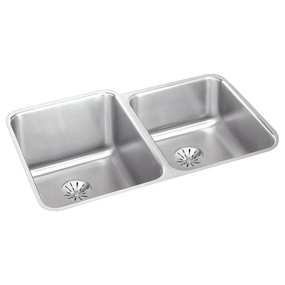 Elkay Lustertone Classic Stainless Steel, 31-1/4'' x 20-1/2'' x 5-3/8'', Double Bowl Undermount ADA Sink w/Perfect Drain