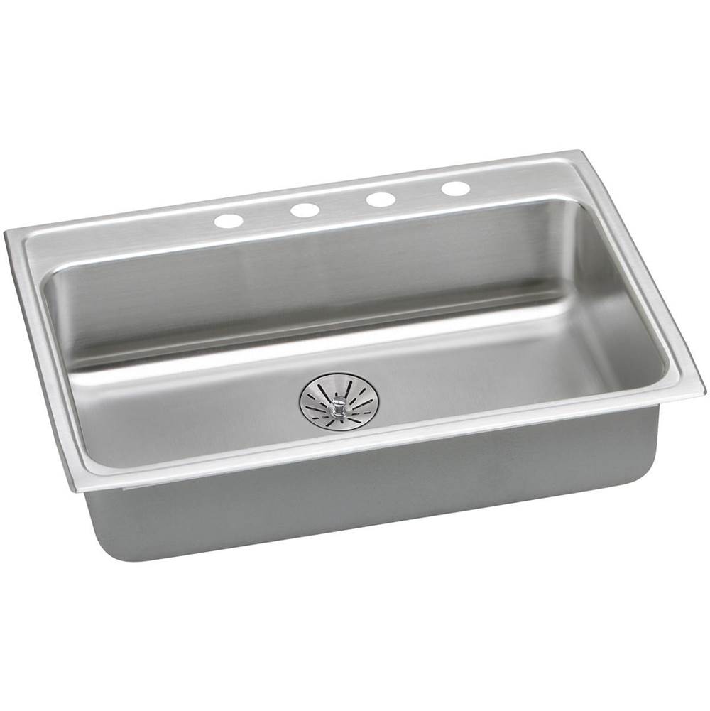 Elkay Lustertone Classic Stainless Steel 31'' x 22'' x 6-1/2'', 3-Hole Single Bowl Drop-in ADA Sink with Perfect Drain and Quick-clip