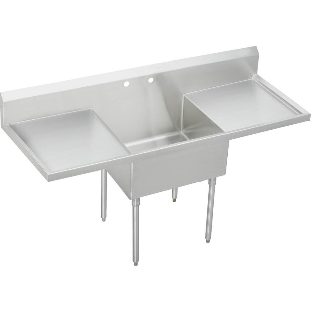 Elkay Sturdibilt Stainless Steel 84'' x 27-1/2'' x 14'' Floor Mount, Single Compartment Scullery Sink with Drainboard