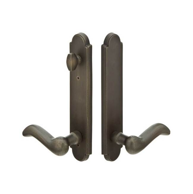 Emtek Multi Point C7, Non-Keyed American T-turn IS, Fixed Handles, Arched Style, 2'' x 10'', Montrose Lever, RH, MB
