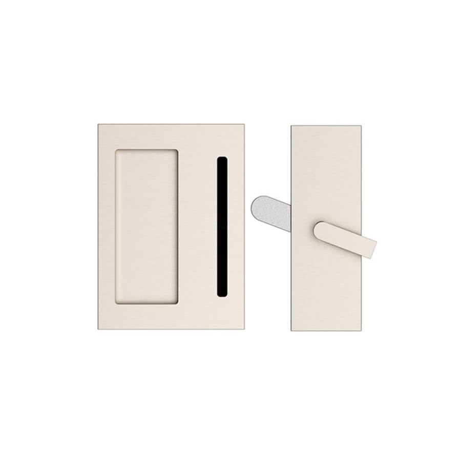 Emtek Modern Rectangular Barn Door Privacy Lock and Flush Pull with Integrated Strike US19