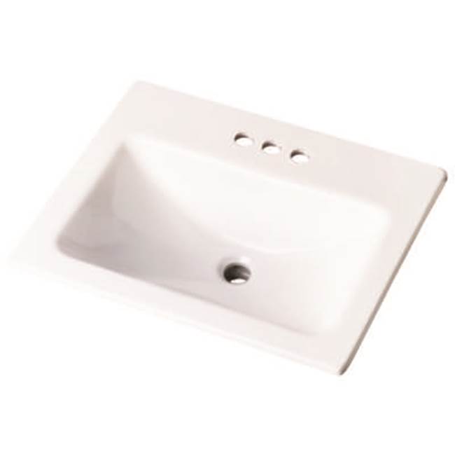 Gerber Plumbing Wicker Park Countertop Lavatory 20-7/8''x17-3/4'' Rectangle with U-Shaped Basin - Low-Profile - 4''CC White