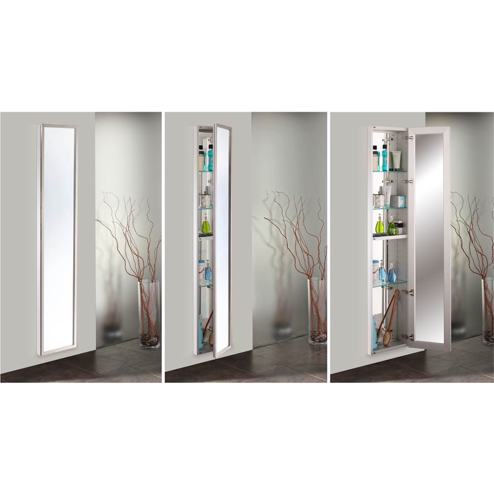 GlassCrafters 20'' x 72'' Satin Chrome Full Length Lexington Framed Mirrored Cabinet - 6 Inch Deep, Right Hinge