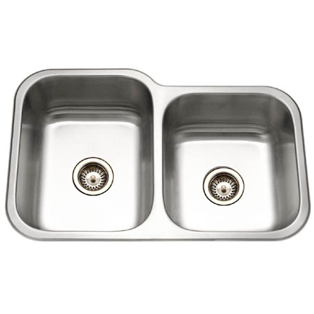 Hamat Undermount Stainless Steel 60/40 Double Bowl Kitchen Sink, Small bowl Right