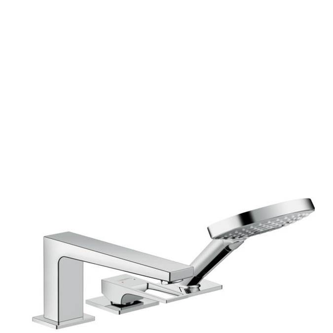 Hansgrohe Metropol 3-Hole Roman Tub Set Trim with Loop Handle and 1.75 GPM Handshower in Chrome