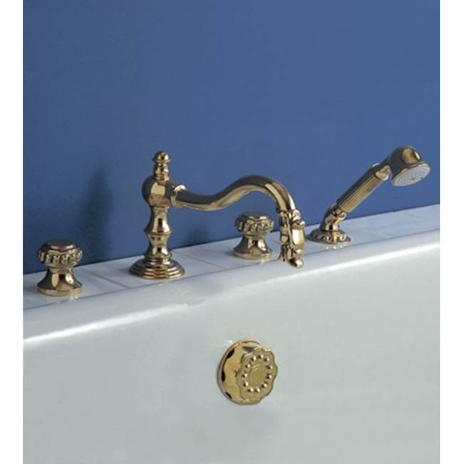 Herbeau ''Pompadour'' 3-Hole Deck Mounted Roman Tub Set in Weathered Brass