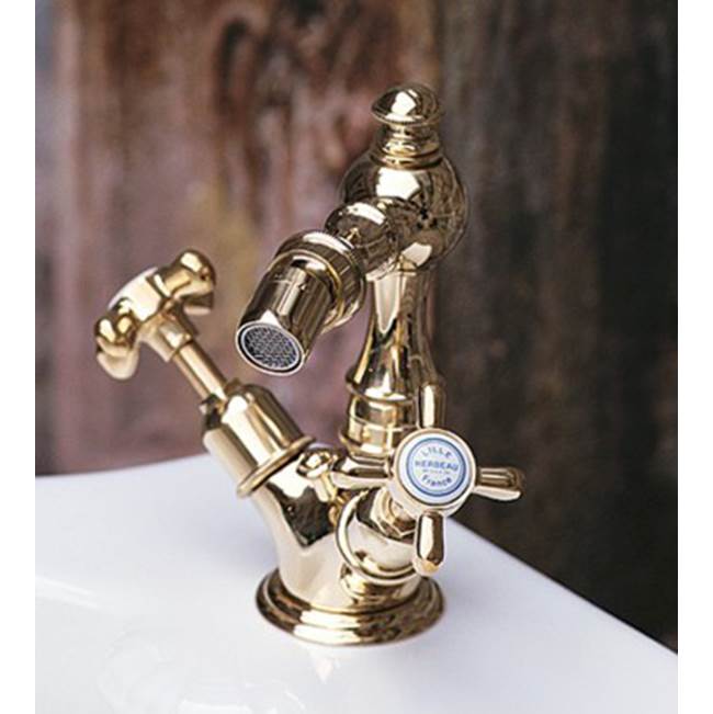 Herbeau ''Royale'' Single-Hole Bidet Mixer with Pop-up Waste in Weathered Brass
