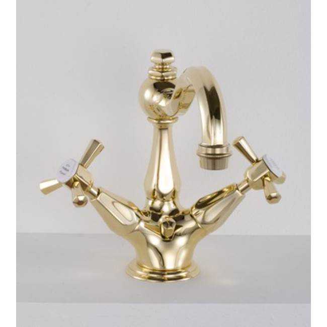 Herbeau ''Monarque'' Single-Hole Basin Mixer Without Pop-Up in Weathered Brass