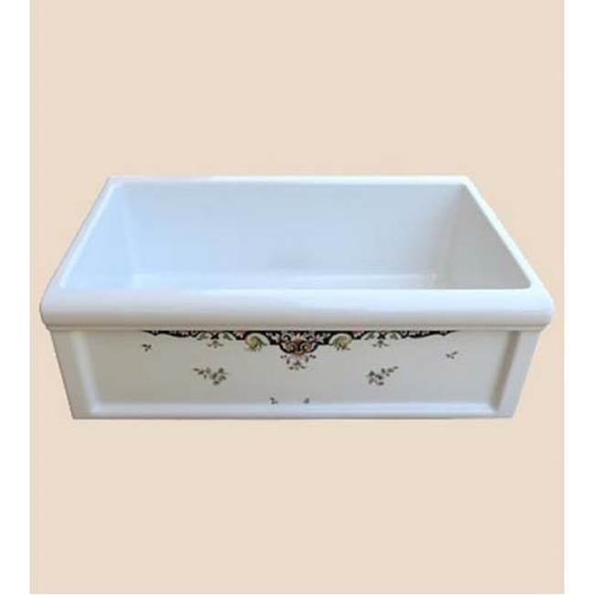Herbeau ''Luberon'' Fireclay Farm House Sink in Vieux Rouen, French Ivory background