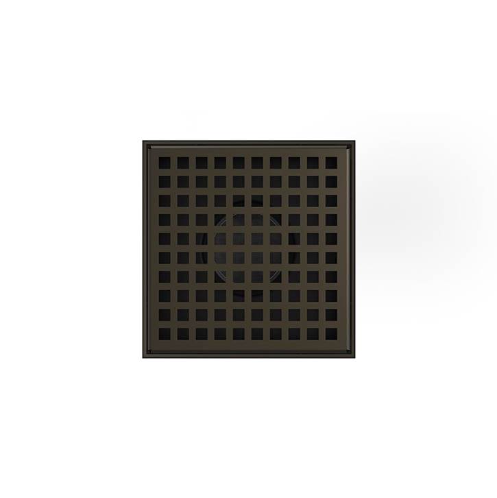 Infinity Drain 5'' x 5'' LQD 5 Squares Pattern Complete Kit in Oil Rubbed Bronze with ABS Drain Body, 2'' Outlet
