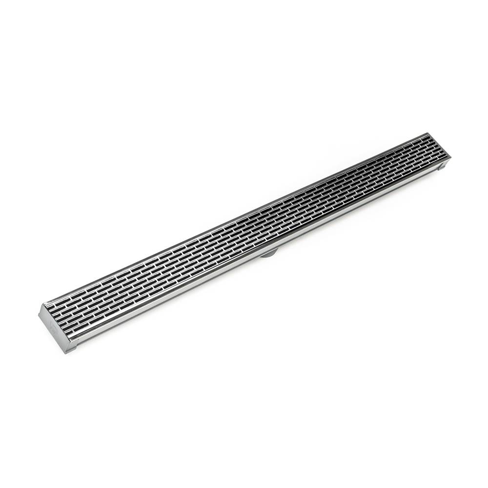 Infinity Drain 36'' S-PVC Series Low Profile Complete Kit with 2 1/2'' Perforated Offset Slot Grate in Polished Stainless