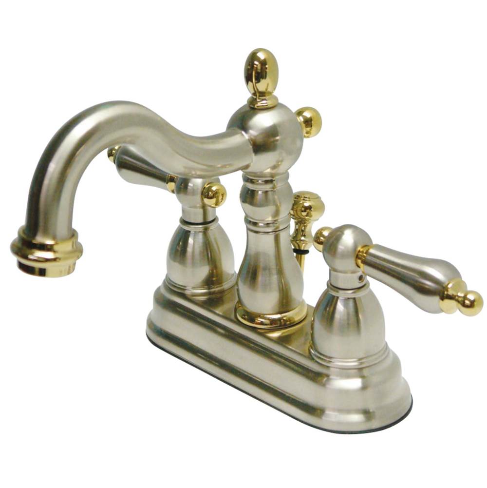 Kingston Brass Heritage 4 in. Centerset Bathroom Faucet, Brushed Nickel/Polished Brass