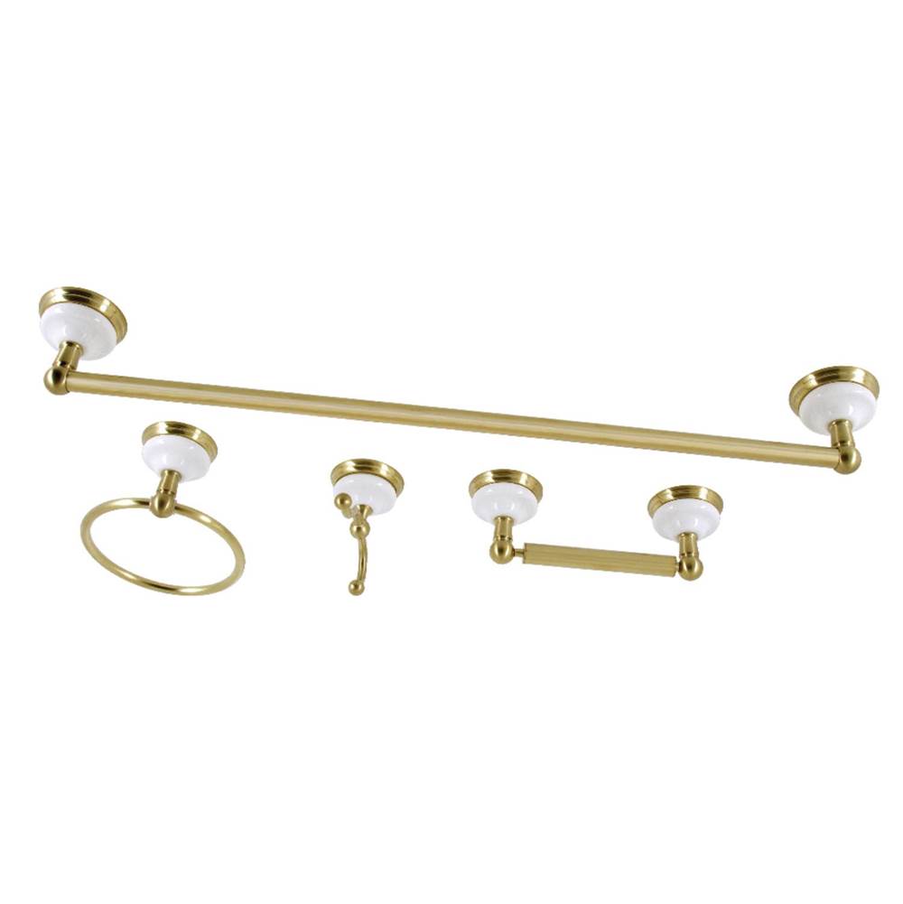 Kingston Brass Kingston Brass BAK1111478BB Victorian 4-Piece Bathroom Accessory Set, Brushed Brass