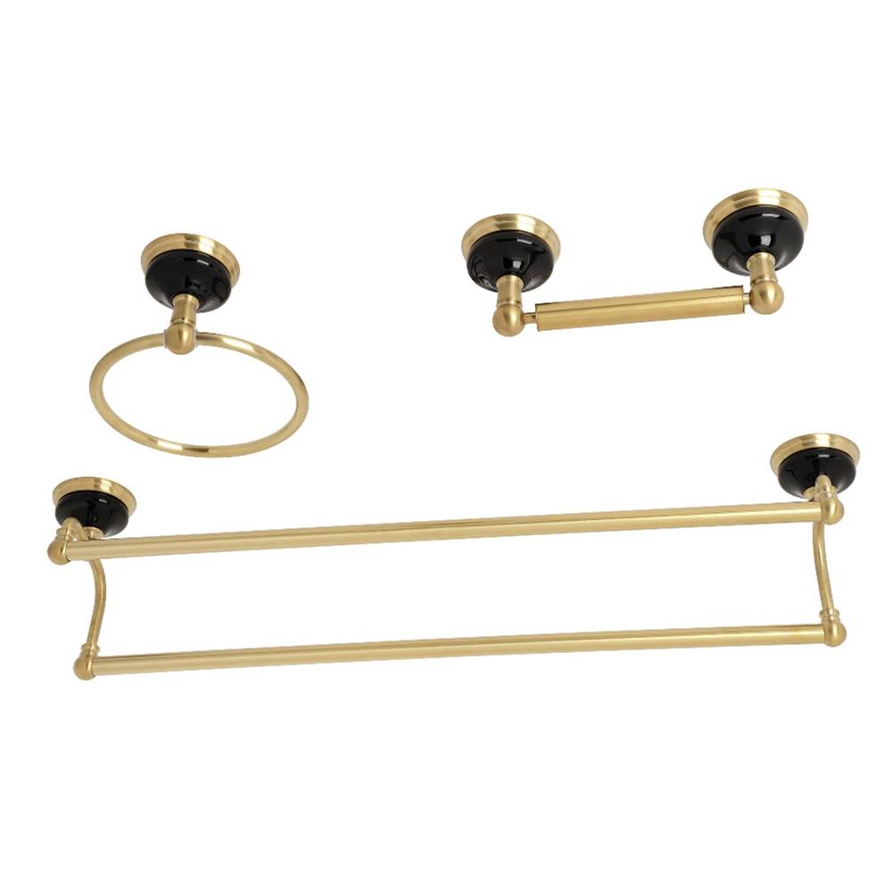 Kingston Brass Water Onyx 3-Piece Bathroom Accessory Set, Brushed Brass