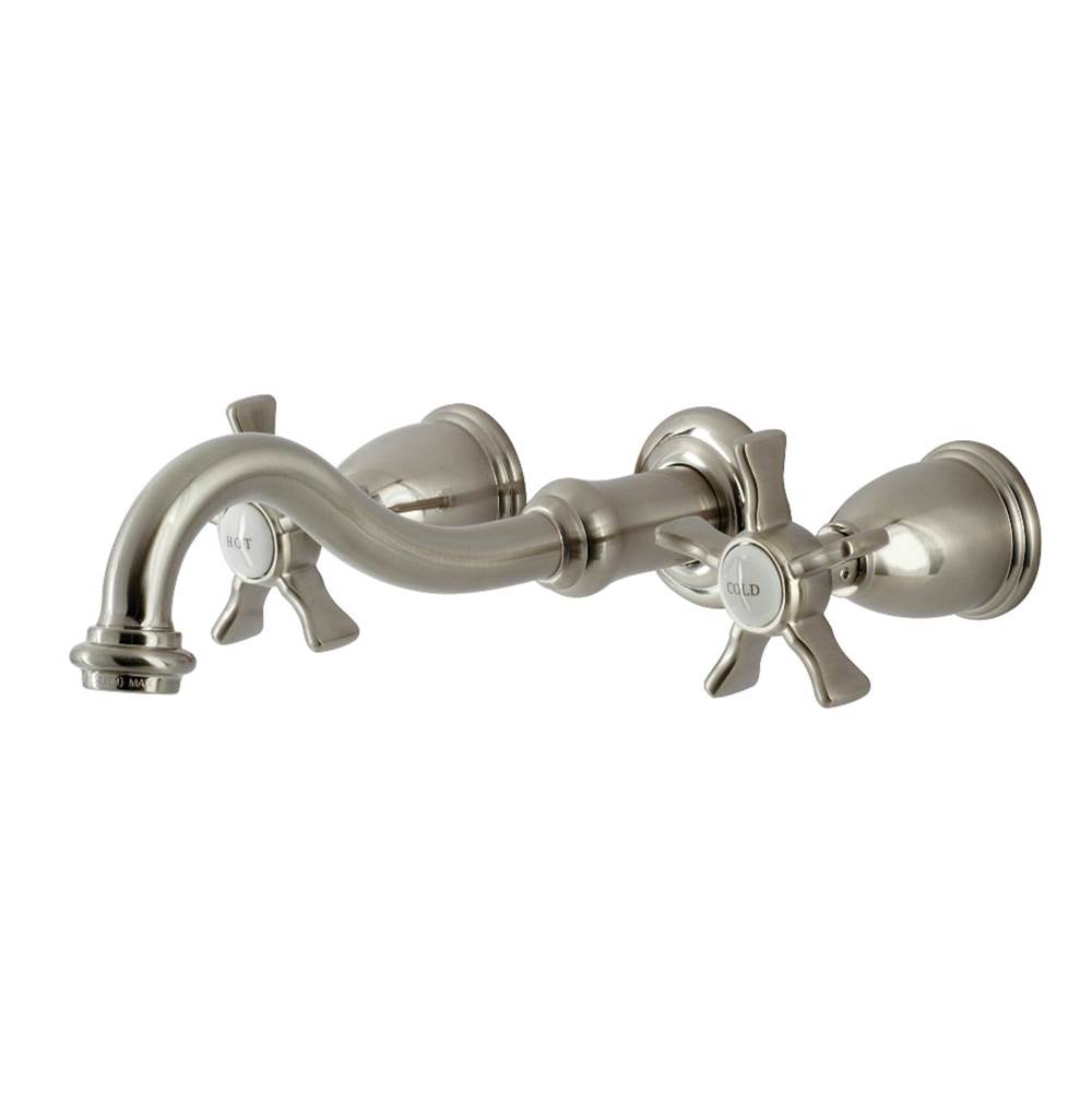 Kingston Brass Hamilton Two-Handle Wall Mount Bathroom Faucet, Brushed Nickel