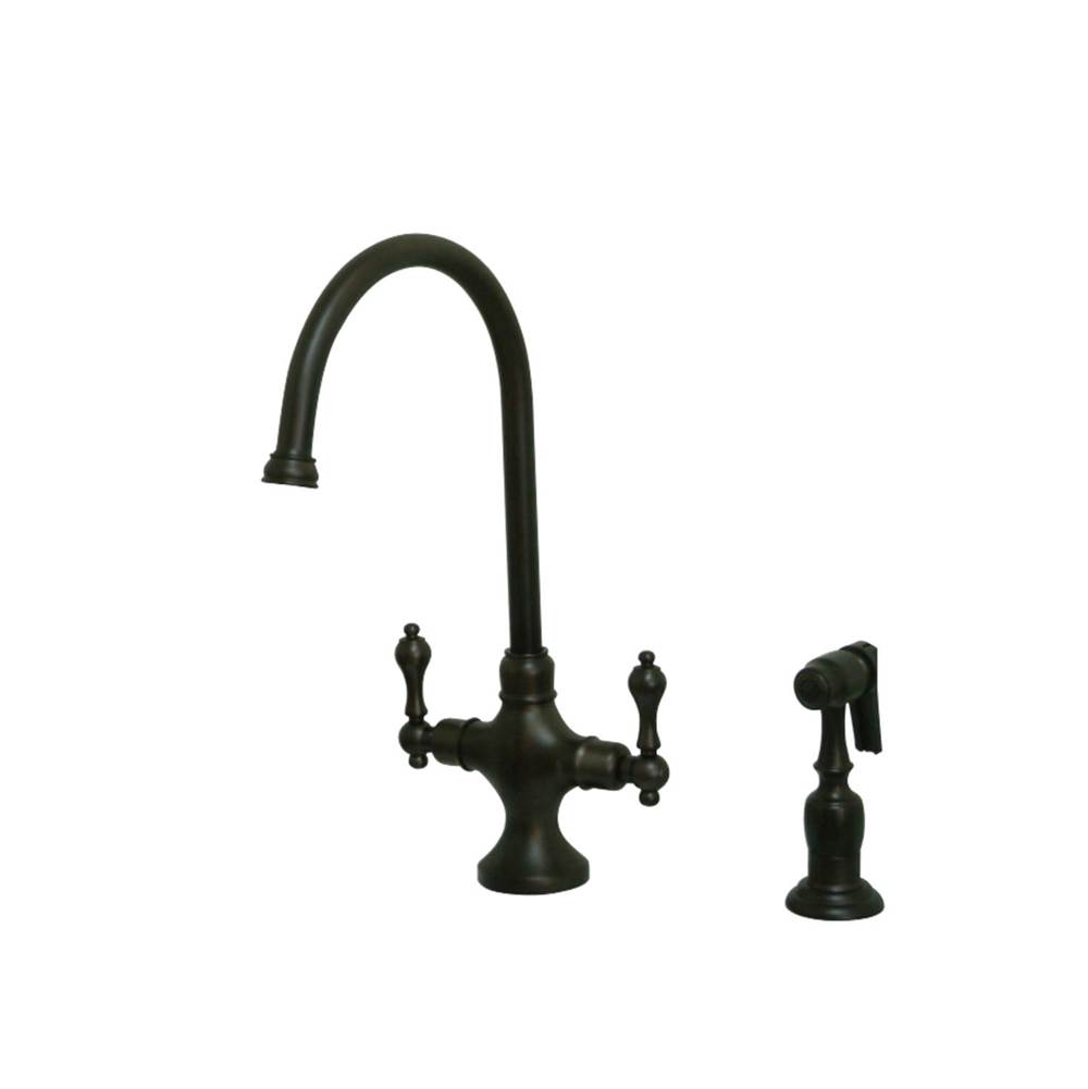 Kingston Brass Vintage Classic Kitchen Faucet With Brass Sprayer, Oil Rubbed Bronze