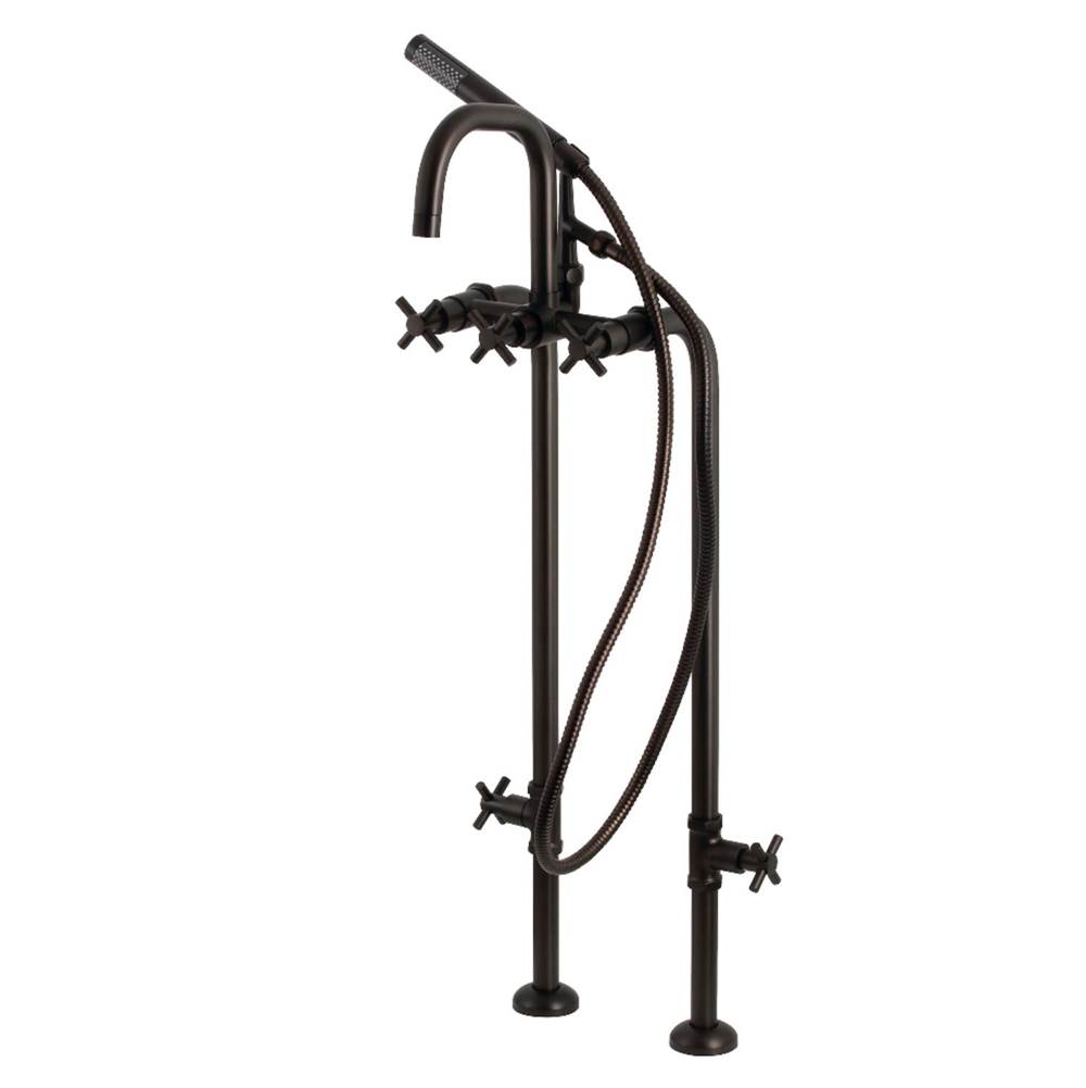 Kingston Brass Aqua Vintage Concord Freestanding Tub Faucet with Supply Line, Stop Valve, Oil Rubbed Bronze