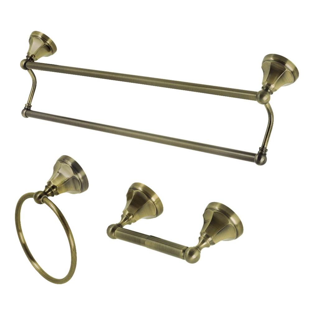 Kingston Brass Metropolitan 3-Piece Towel Bar Accessory Set, Antique Brass