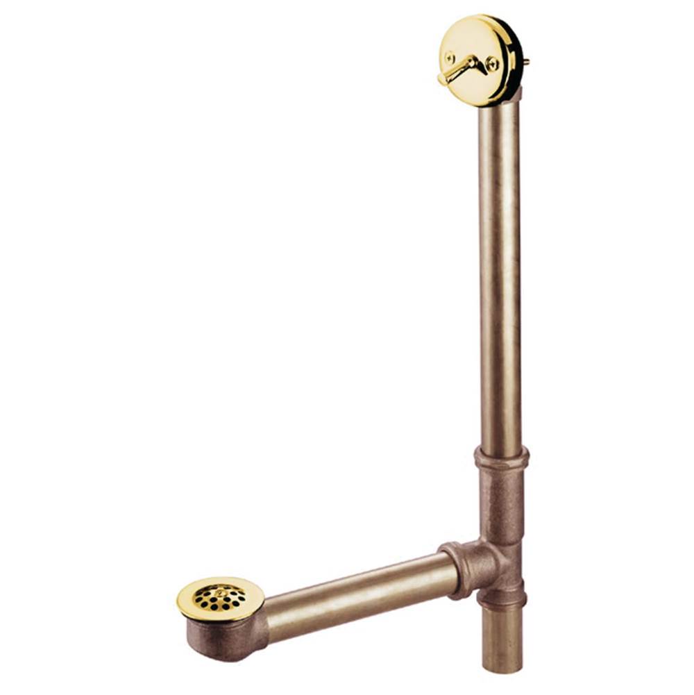 Kingston Brass 18'' Trip Lever Waste with Overflow with Grid, Polished Brass