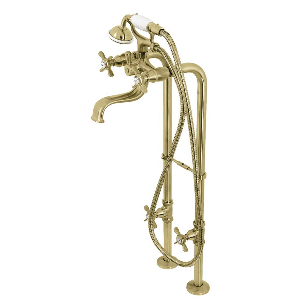 Kingston Brass Essex Freestanding Clawfoot Tub Faucet Package with Supply Line, Brushed Brass