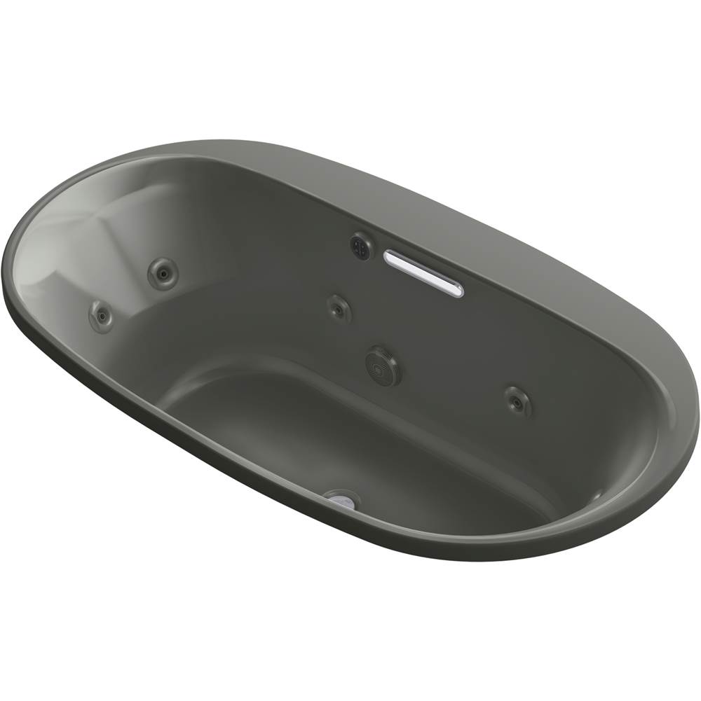 Kohler Underscore® Oval 66'' x 36'' heated whirlpool bath with center drain