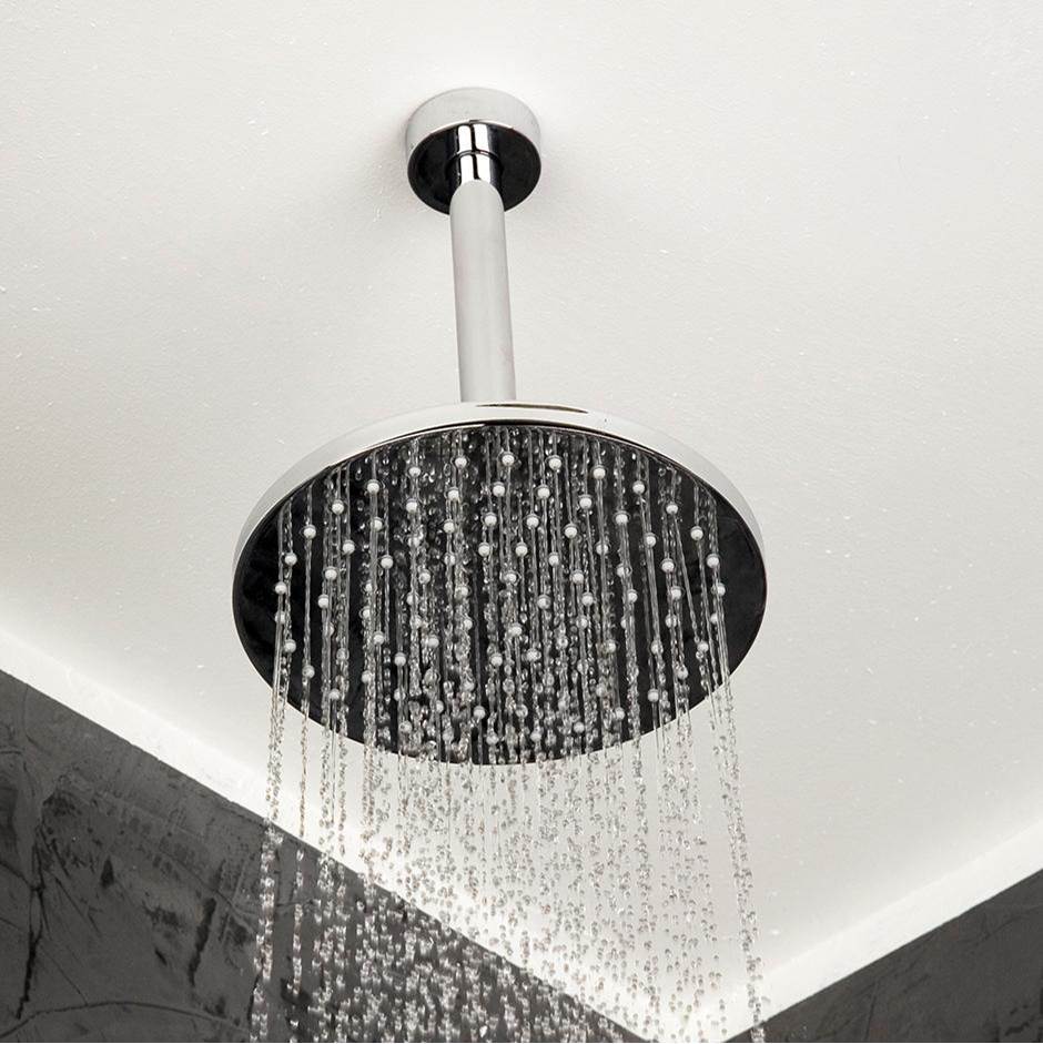 Lacava Wall-mount or ceiling-mount tilting round rain shower head, 95 rubber nozzles. Arm and flange sold separately.