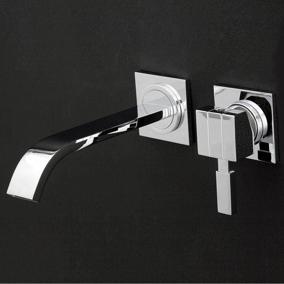 Lacava TRIM - Wall-mount two-hole faucet featuring natural water flow, with one lever handle on the right, no backplate.