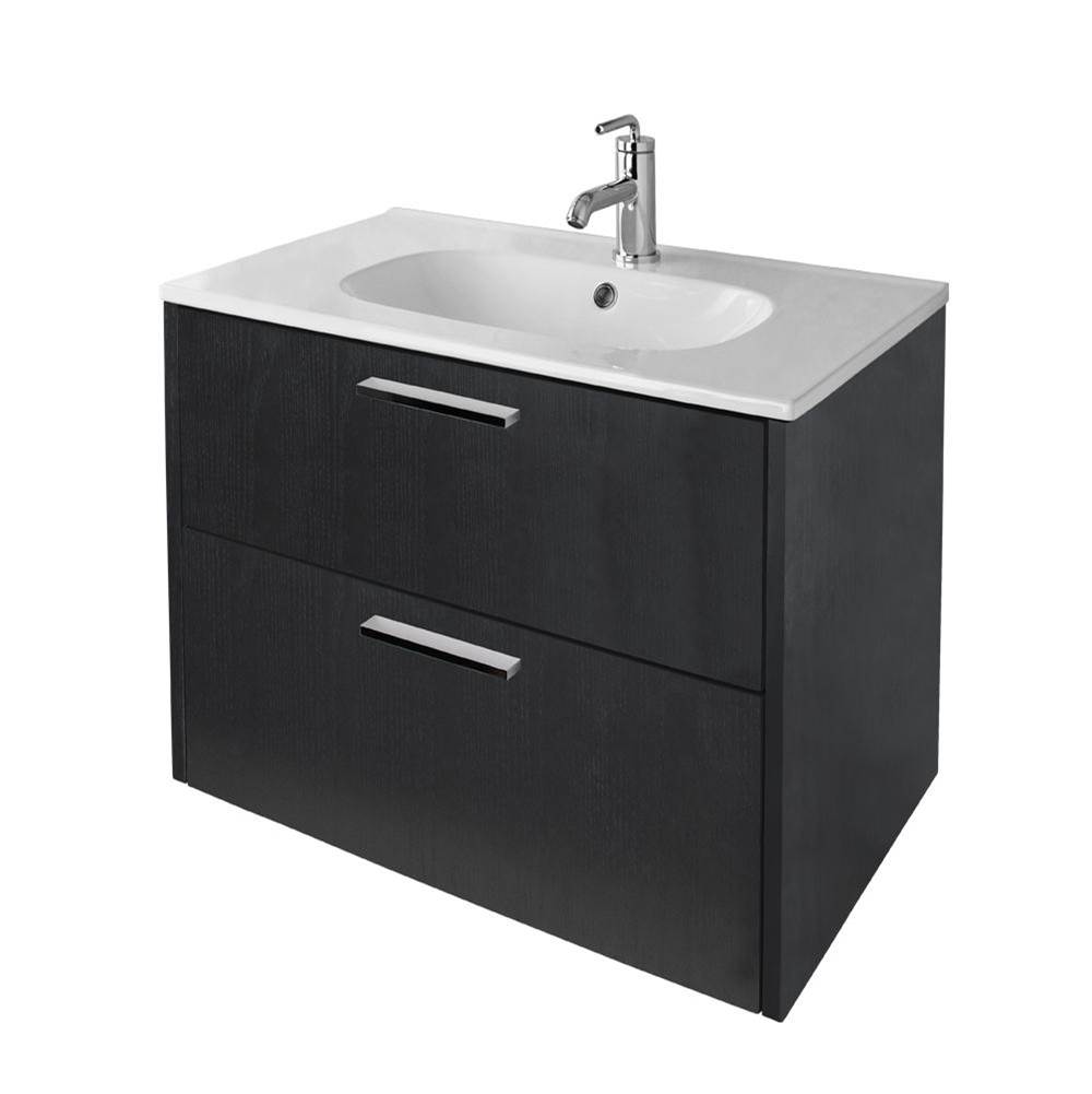 Lacava Wall-mount under-counter vanity with two drawers with notch in back for plumbing, sinks 8074/8074S sold separately. W: 32'', D: 17 5/8'', H: 20''