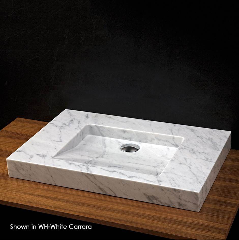 Lacava Vessel or vanity top Bathroom Sink made of natural stone, no overflow. Unfinished back. 27 1/2''W x 17 3/4''D x 3''H, no faucet holes
