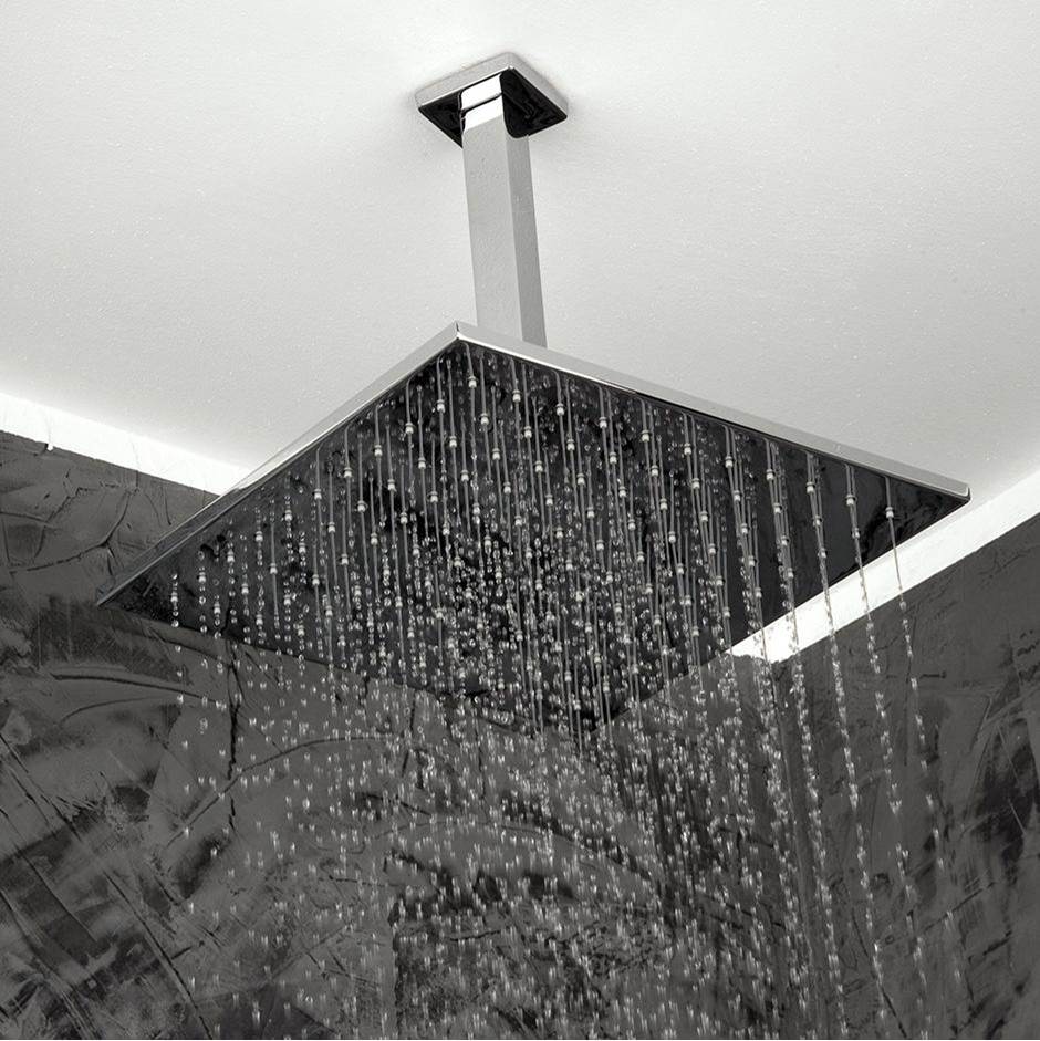 Lacava Ceiling-mount tilting square rain shower head, 121 rubber nozzles. Arm and flange sold separately. 12''W, 12''D, 2 1/4''H.