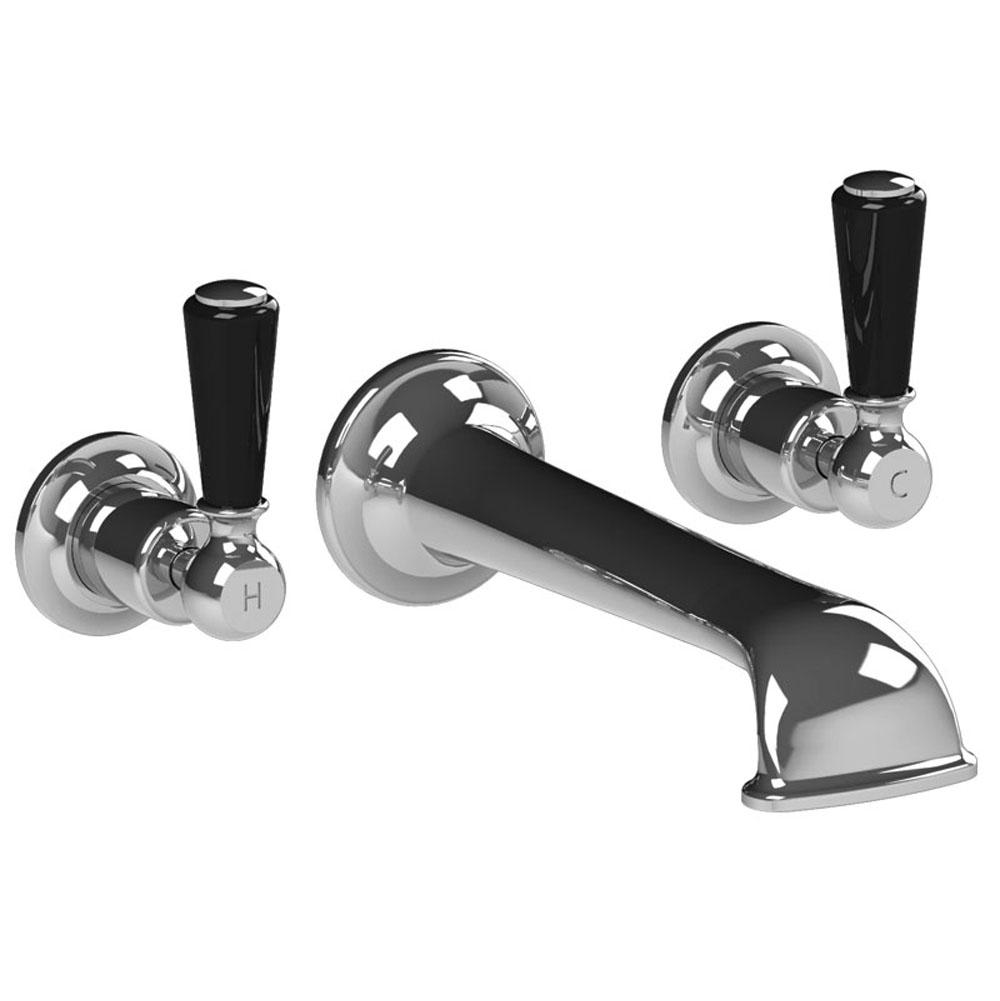 Lefroy Brooks Classic Black Lever Wall Mounted Bath Filler Trim To Suit R1-4036 Rough, Polished Chrome