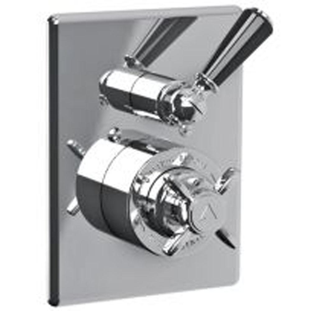 Lefroy Brooks Classic Black Thermostatic Trim With Integrated Flow Control To Suit M1-4201 Rough, Polished Chrome