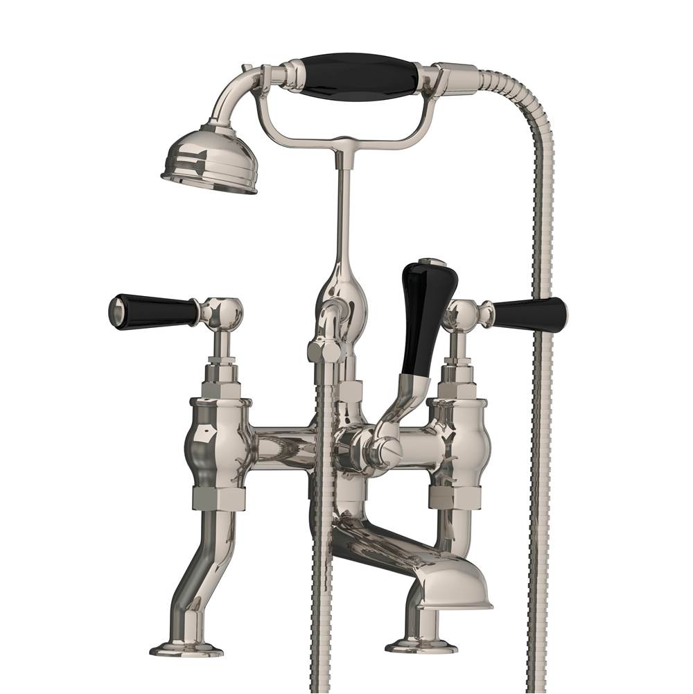 Lefroy Brooks Classic Black Lever Deck Mounted Bath/Shower Mixer, Silver Nickel