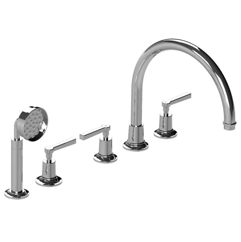 Lefroy Brooks Fleetwood Lever 5-Hole Bath Trim With Metal Pull-Out Hand Shower & Deck Diverter To Suit R1-4007 Rough, Polished Chrome