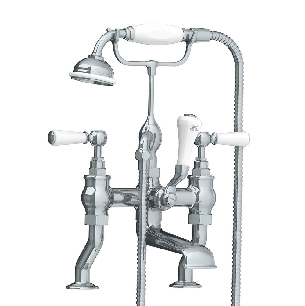 Lefroy Brooks Classic White Lever Deck Mounted Bath/Shower Mixer, Polished Chrome