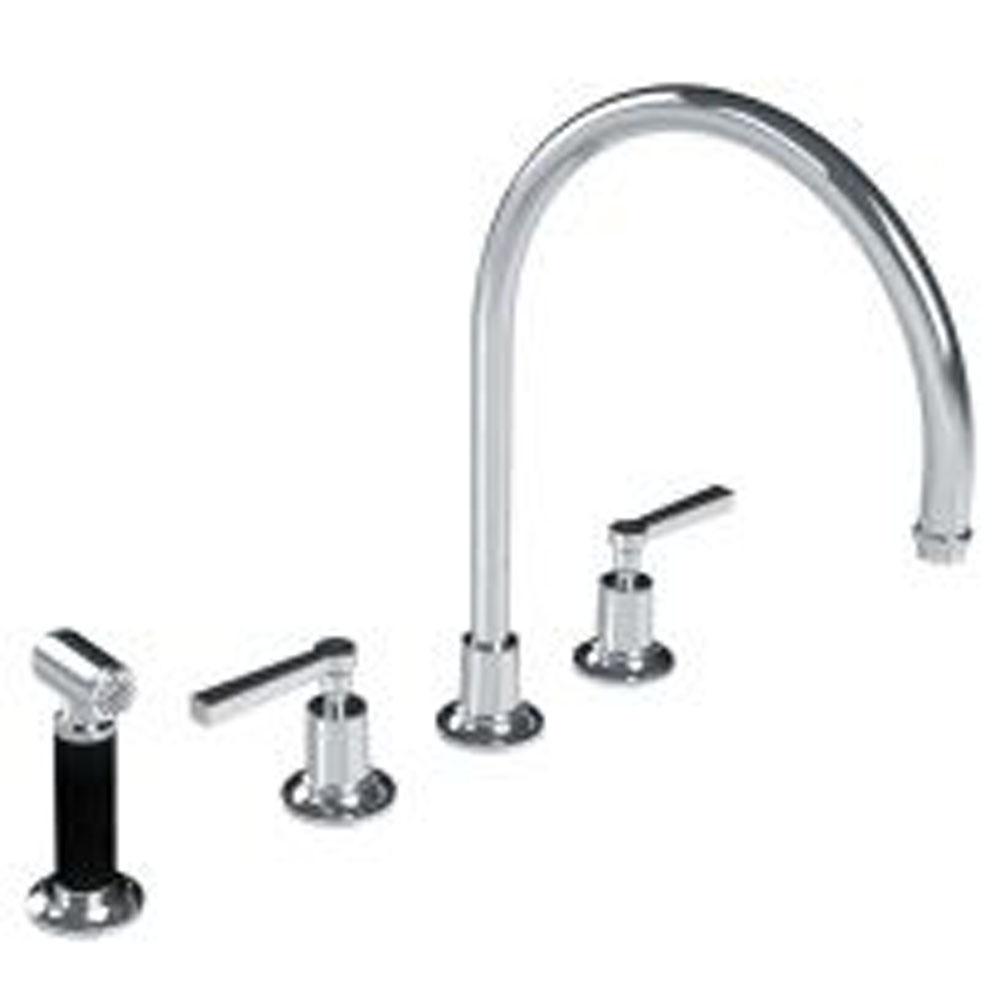 Lefroy Brooks Fleetwood Lever 4-Hole Kitchen Mixer With Pull-Out Hand Spray, Polished Chrome