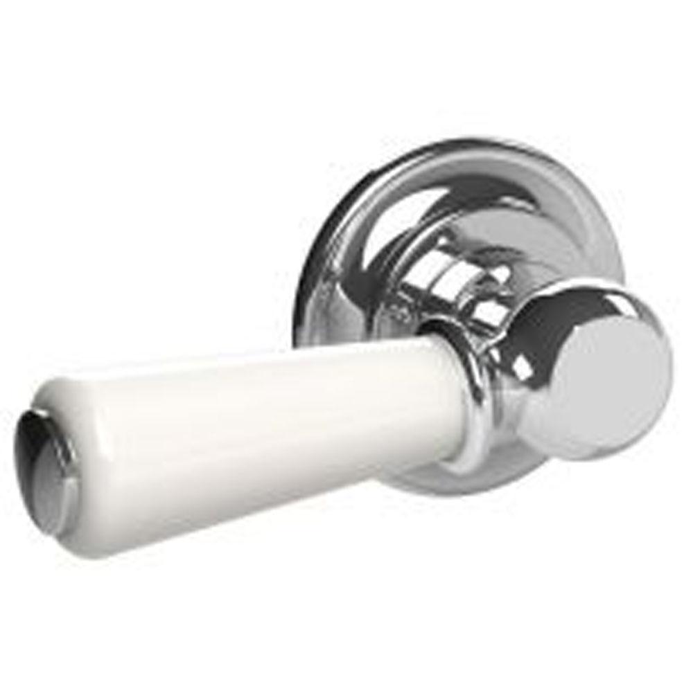Lefroy Brooks White Lever Cistern Handle, Silver Nickel