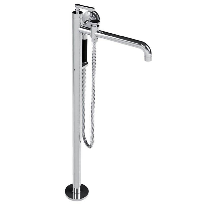 Lefroy Brooks Fleetwood Lever Single Leg Bath/Shower Mixer With Black Hand Shower Trim To Suit R1-4210 Rough, Silver Nickel