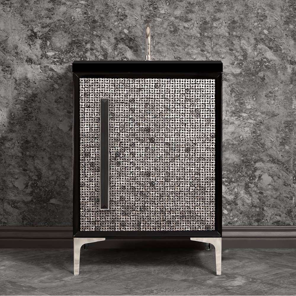 Linkasink MOTHER OF PEARL with 18'' Artisan Glass Prism Hardware 24'' Wide Vanity, Black, Polished Nickel Hardware, 24'' x 22'' x 33.5'' (without vanity top)