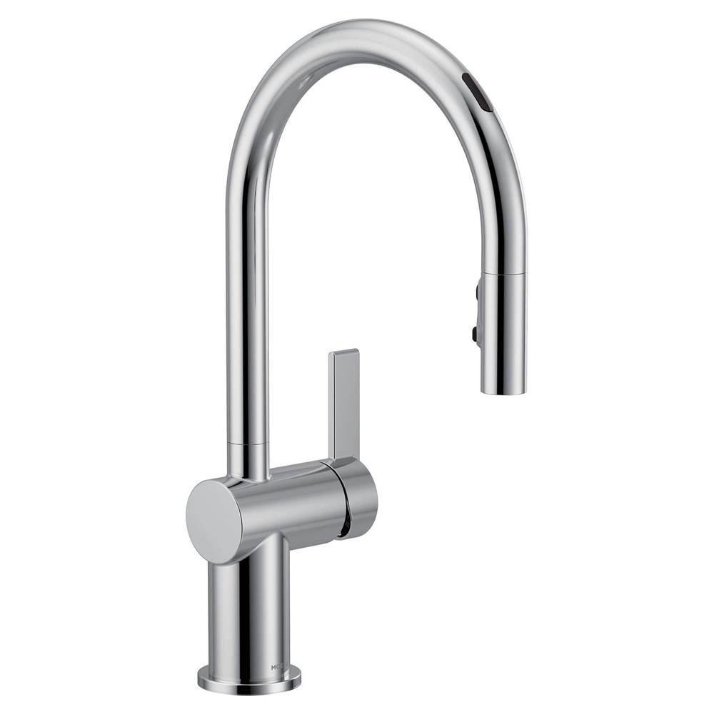Moen Cia Smart Faucet Touchless Pull Down Sprayer Kitchen Faucet with Voice Control and Power Boost, Chrome