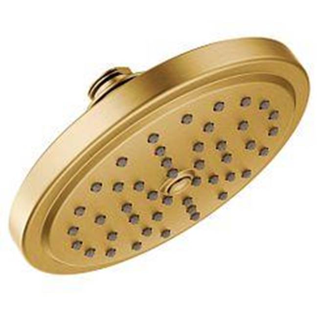 Moen Brushed gold one-function 6-3/4'' diameter spray head rainshower