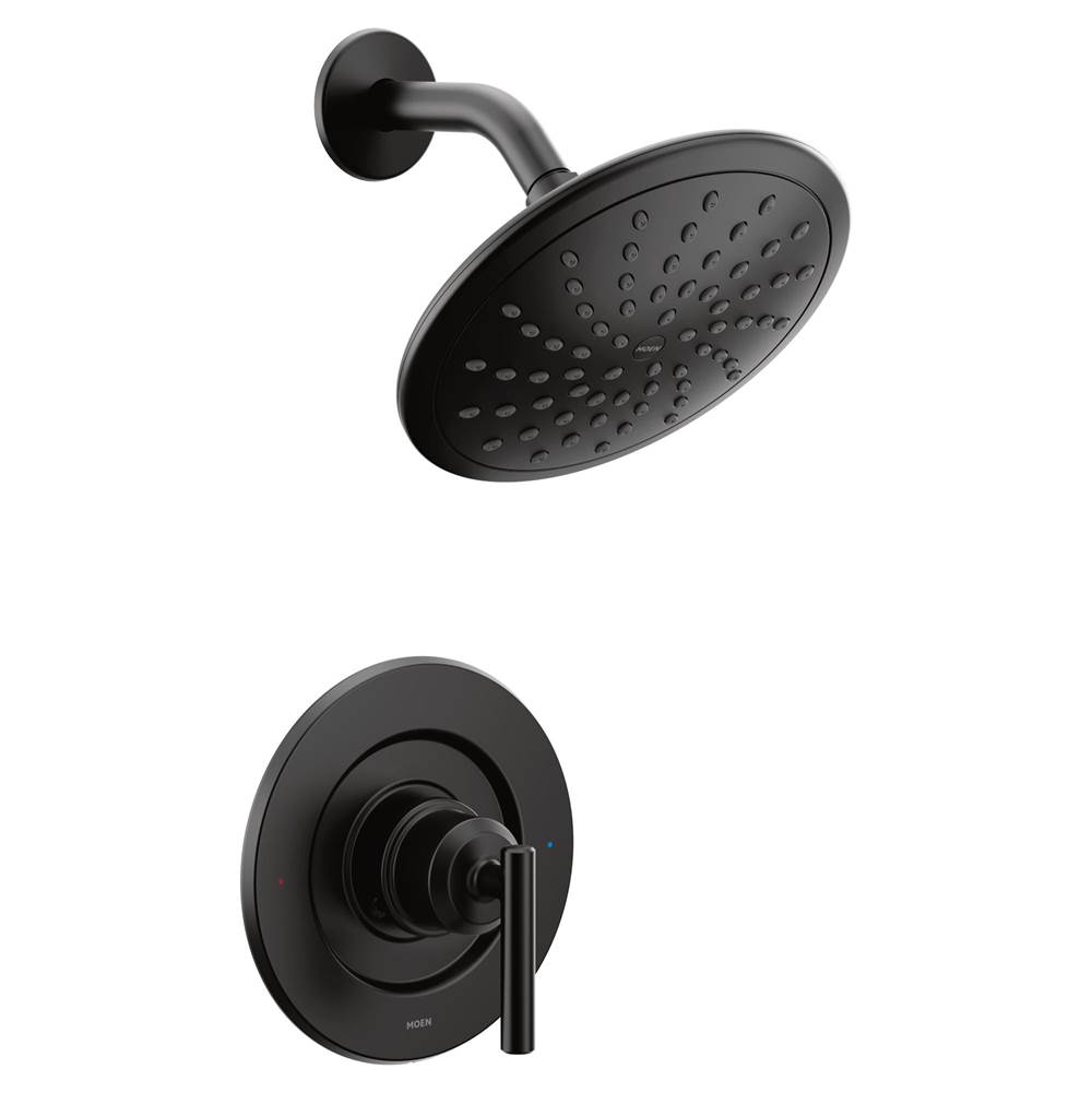 Moen Gibson Posi-Temp Pressure Balancing Modern Shower Only Trim with 8-Inch Eco-Performance Rainshower, Valve Required, Matte Black