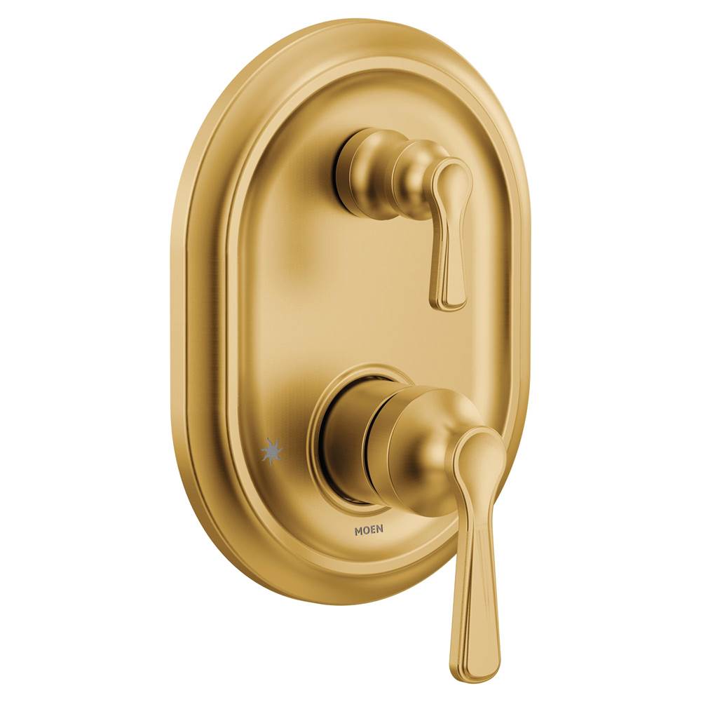 Moen Traditional M-CORE 3-Series 2-Handle Shower Trim with Integrated Transfer Valve in Brushed Gold (Valve Sold Separately)